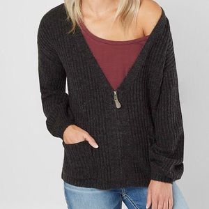Half zip cardigan sweater